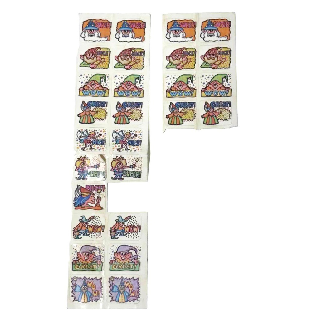 Vintage Wizard Witches Elf Gnome Praise Stickers Great Nice Super Teacher School